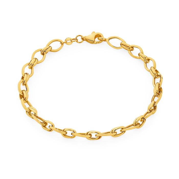 9ct Gold 19cm Belcher & Double Link 1+1 Bracelet