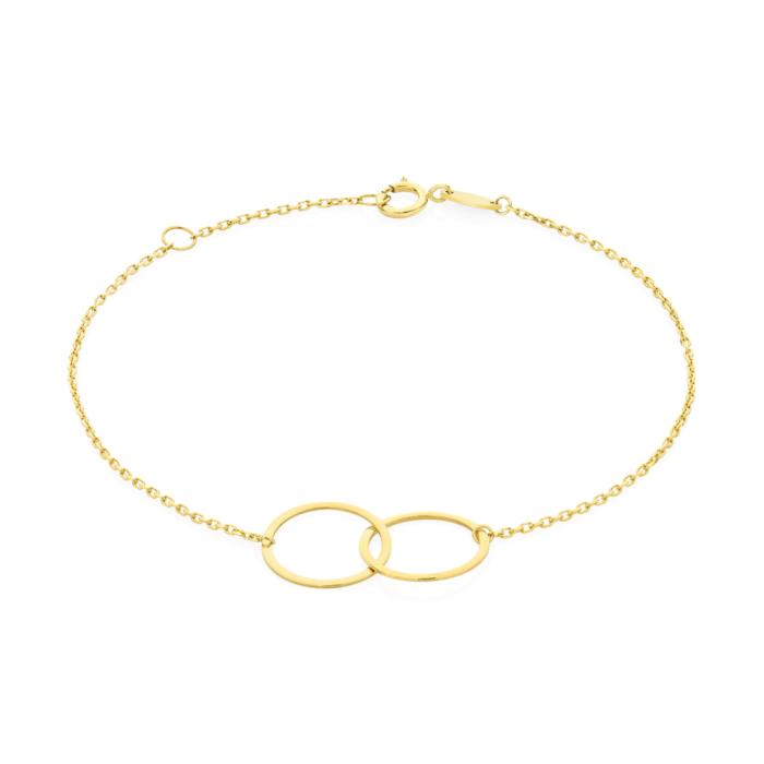 9ct Gold 19cm Interlocking Rings Trace Bracelet