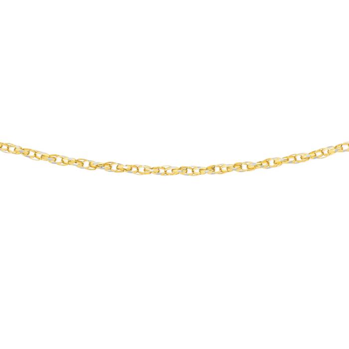 9ct Gold Two Tone 45cm Diamond-Cut Oval Double Belcher Chain
