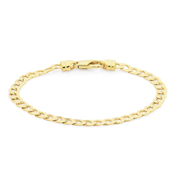 9ct Gold 20.5cm Solid Curb Men's Bracelet