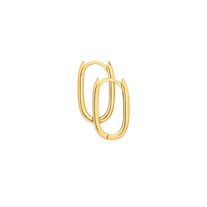 9ct Gold 12mm Oval Huggie Earrings