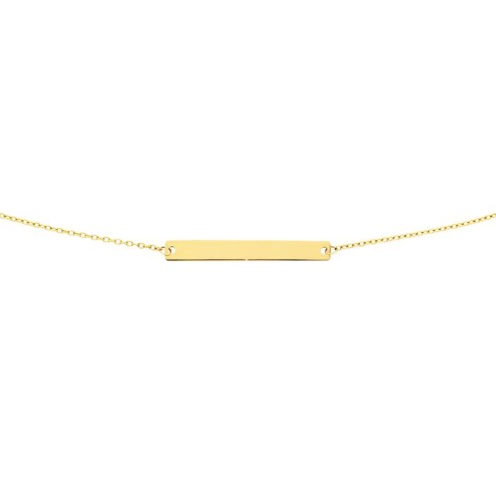 9ct Gold 45cm Solid Trace Bar Plate Necklet