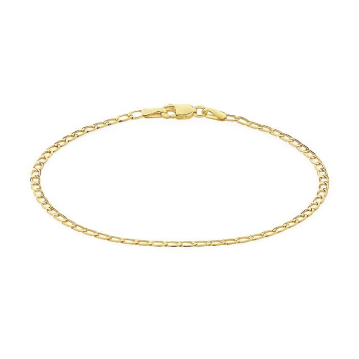 9ct Gold 19cm Solid Flat Diamond-Cut Curb Bracelet