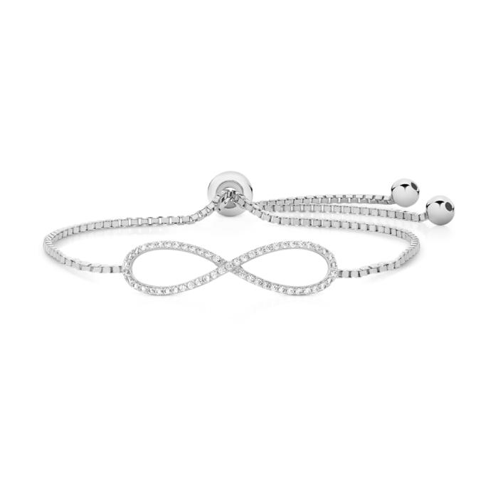 Sterling Silver Cubic Zirconia Infinity Friendship Bracelet