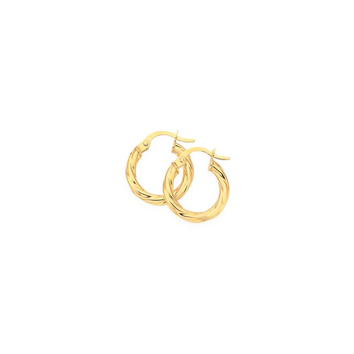 9ct Gold 2.5x10mm Twist Hoop Earrings