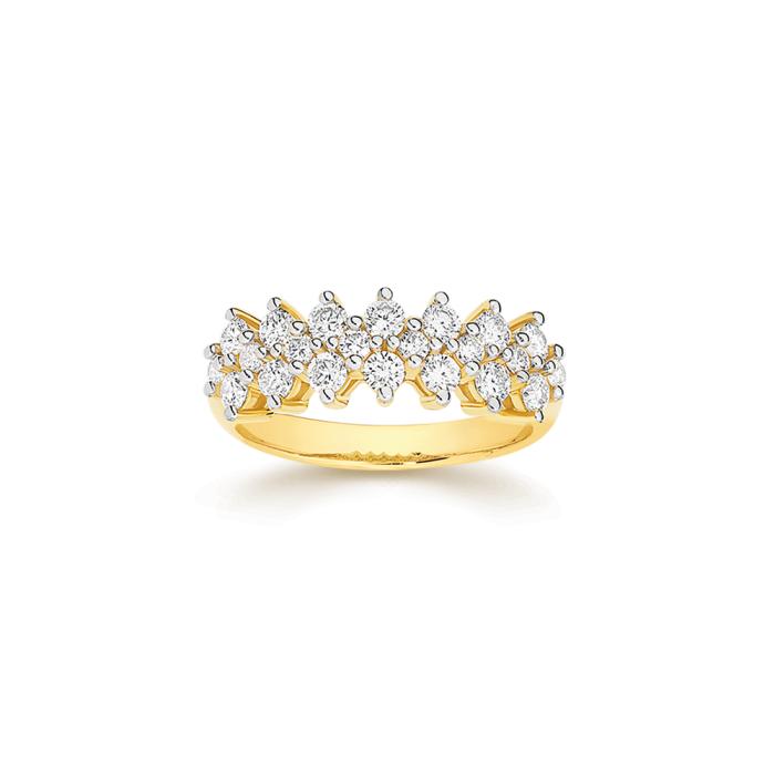 Alora 10ct Gold 1 Carat TW Lab Grown Diamond Two Row Ring