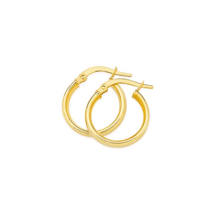 9ct Gold 4x12mm Half Round Hoop Earrings