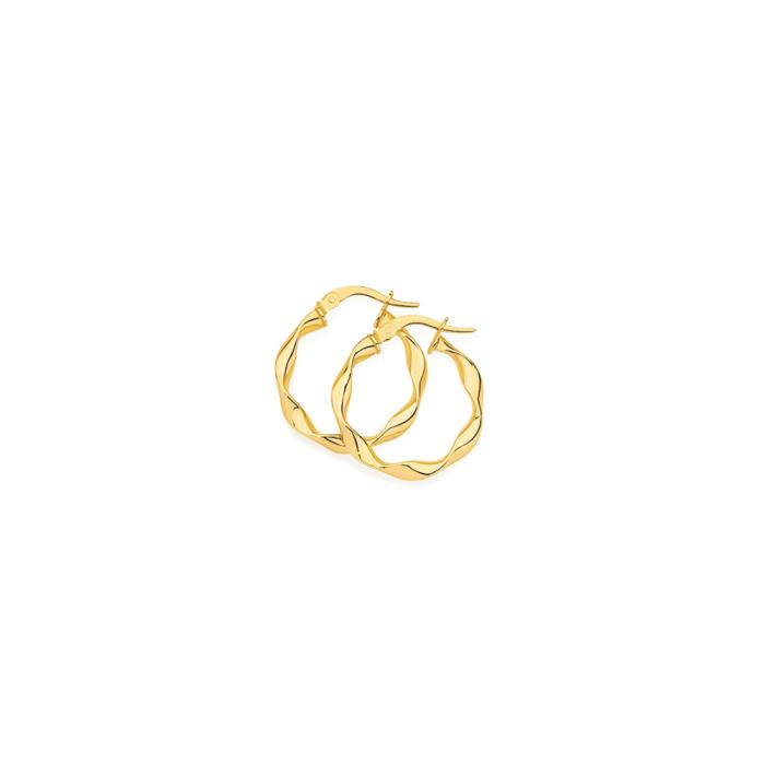9ct Gold 3x15mm Twist Hoop Earrings