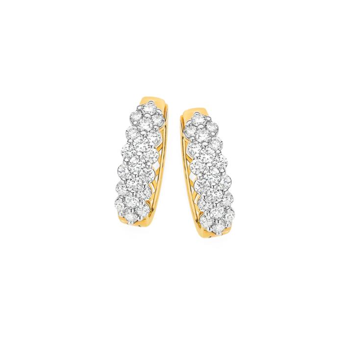 Alora 10ct Gold Lab Grown Diamond Cluster Huggie Earrings