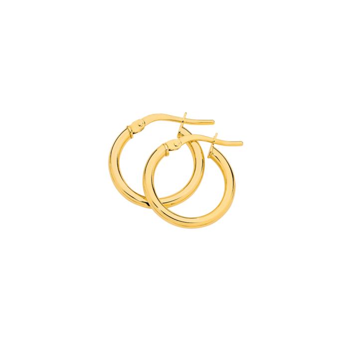 9ct Gold 2x12mm Hoop Earrings
