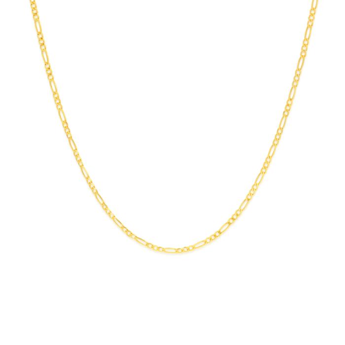 9ct Gold 50cm Solid Figaro 3+1 Chain