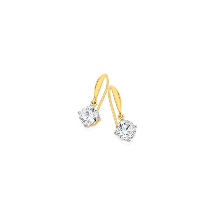 9ct Gold 7mm Round Cubic Zirconia Earrings