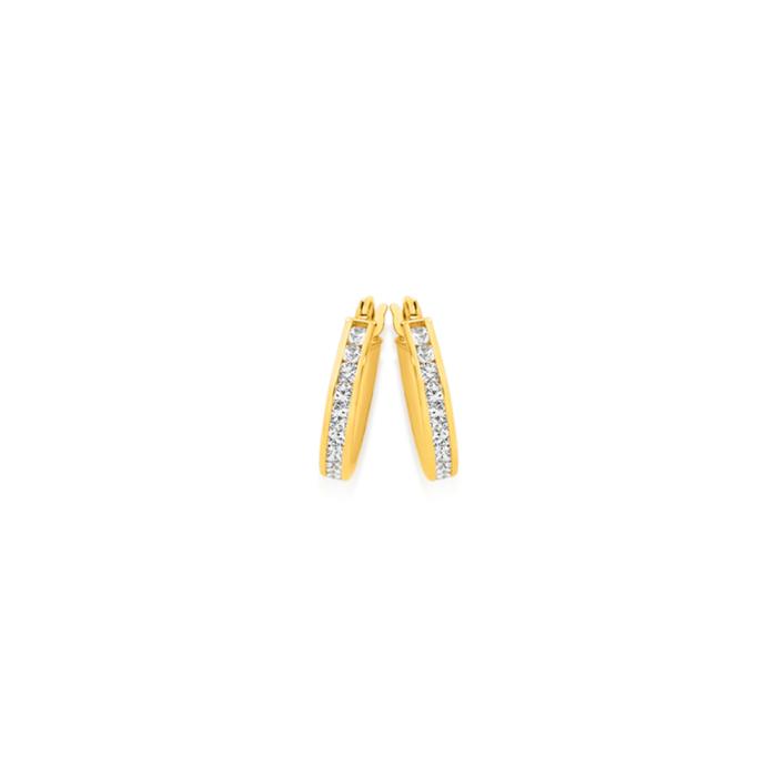 9ct Gold Cubic Zirconia Hoop Earrings