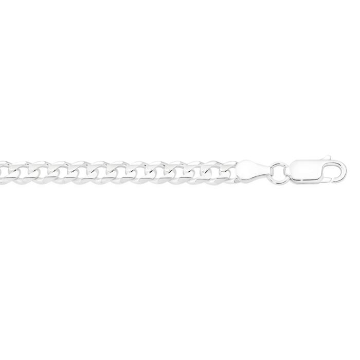 Italian Made Silver Bevelled 19cm Solid Dia-Cut Curb Bracelet