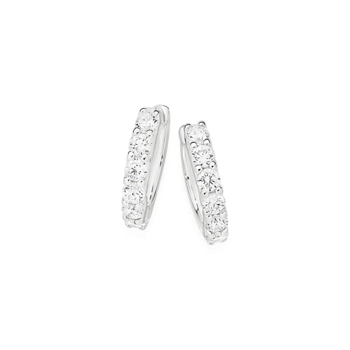 Sterling Silver Cubic Zirconia Huggie Earrings