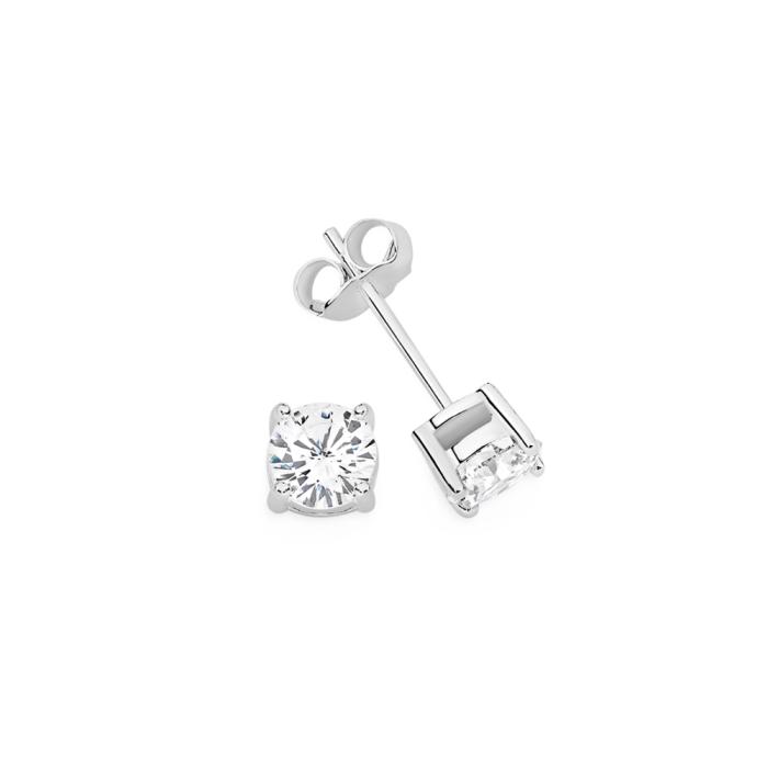 Sterling Silver 5mm Claw-Set Cubic Zirconia Stud Earrings