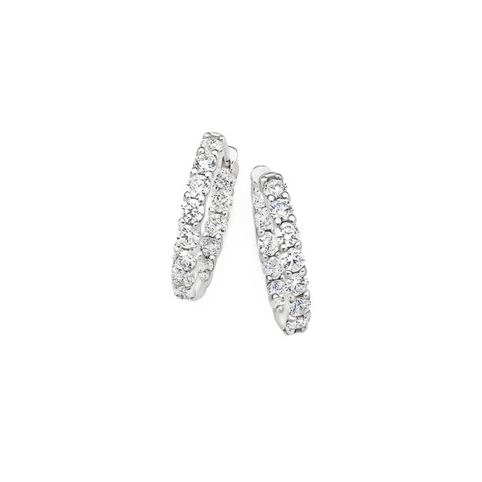 Sterling Silver Cubic Zirconia Inside Out Huggie Earrings
