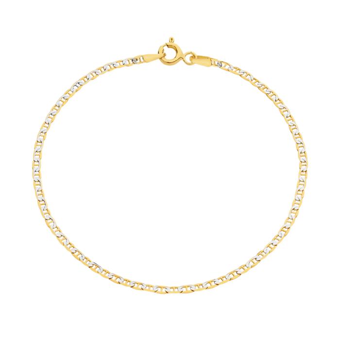 9ct Gold 18.5cm Two Tone Diamond Cut Marine Bracelet
