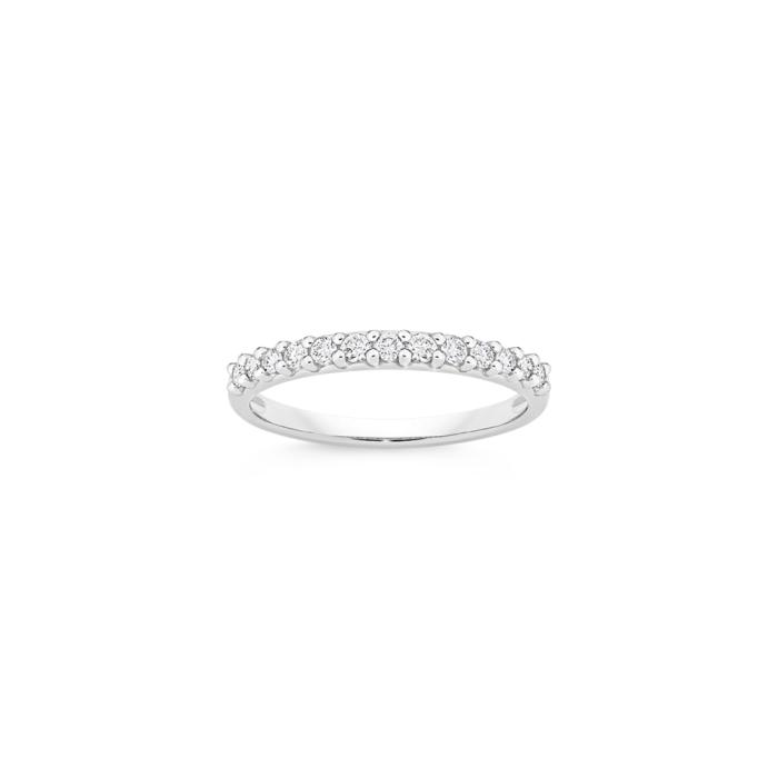 9ct White Gold Diamond Claw Set Band