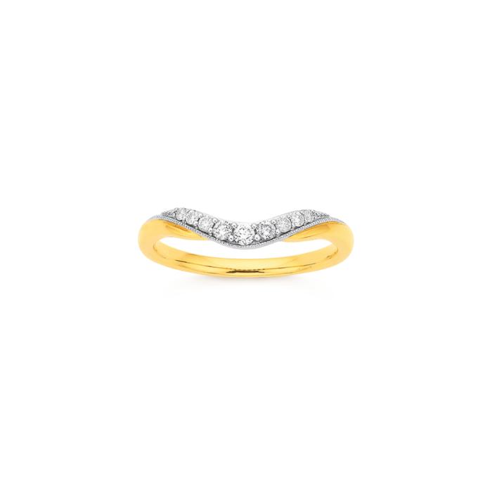 9ct Gold Diamond Curved  Band