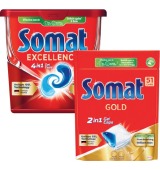 Somat Dishwashing Tablets Gold 51 Pack or Excellence 30 Pack