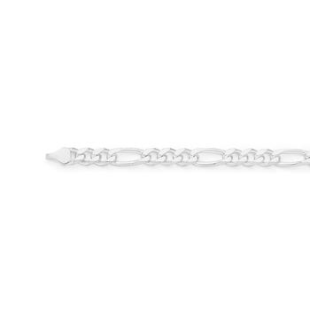 Silver 21cm Large Concave 3+1 Figaro Bracelet