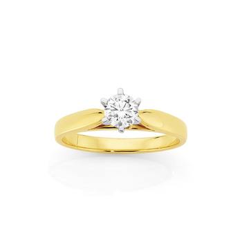 18ct Two Tone Diamond Solitaire Engagement Ring