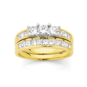 18ct Gold Two Tone Diamond Bridal Ring Set