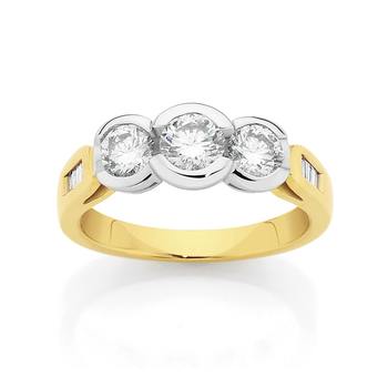 18ct Gold Two Tone Diamond Trilogy Ring