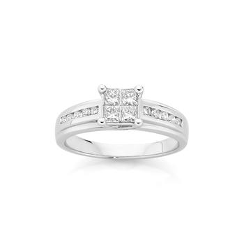 9ct White Gold Princess Cut Engagement Ring