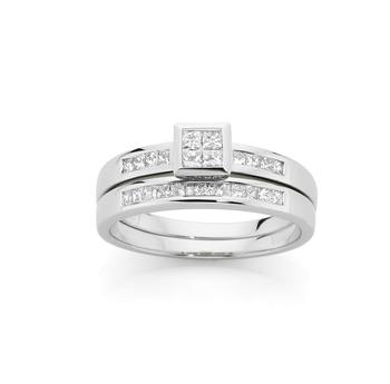 9ct White Gold Diamond Bridal Ring Set