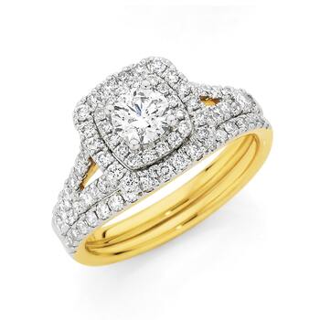 18ct Gold Diamond Bridal Ring Set