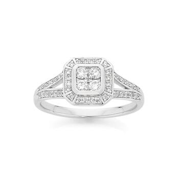 9ct White Gold Diamond Dress Ring