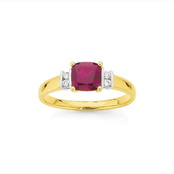 9ct Created Ruby & Diamond Ring