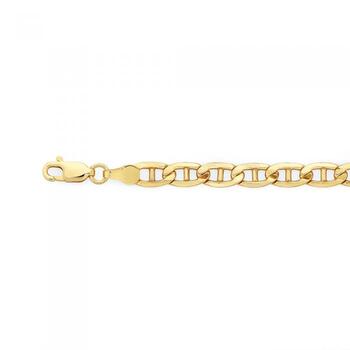 9ct Gold on Silver 21cm Solid Marine Bracelet