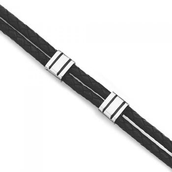 Chisel Stainless Steel 22cm Leather Bracelet