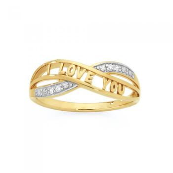9ct Gold Diamond 'I Love You' Ring