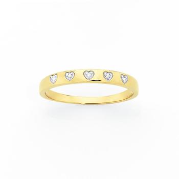 9ct Gold Diamond 5 Heart Ring