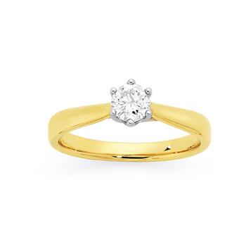 9ct Gold Round Brilliant Diamond Solitaire Ring