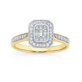 9ct Two Tone Diamond Engagement Ring