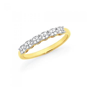 9ct Gold Fine Diamond Cluster Anniversary Ring