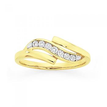 9ct Gold Diamond Wavy Ring