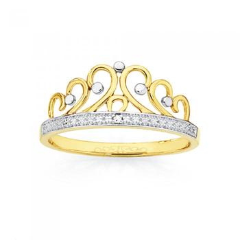 9ct Gold Diamond Crown Ring