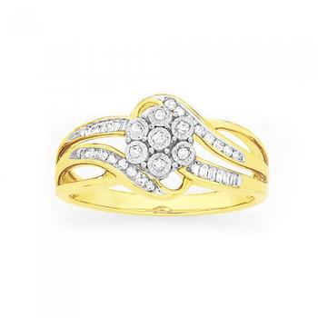 9ct Gold Diamond Miracle Set Cluster Ring