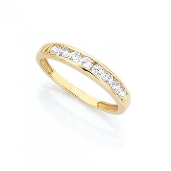 9ct CZ Channel Set Ring