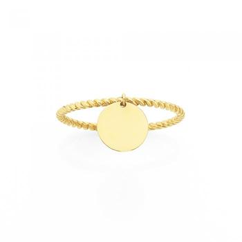 9ct Gold Twist Stacker Ring with Charm