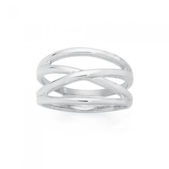 Silver Crossover Dress Ring