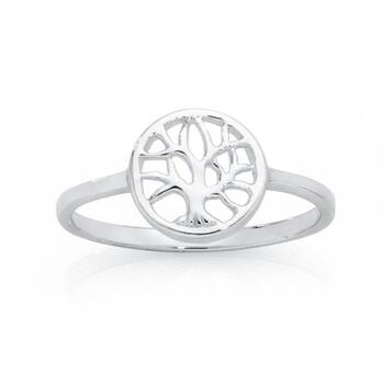 Silver Round Tree Of Life Ring
