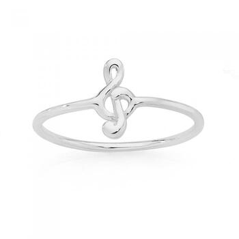 Silver Musical Note Ring