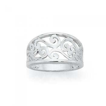 Silver Filigree Concave Ring